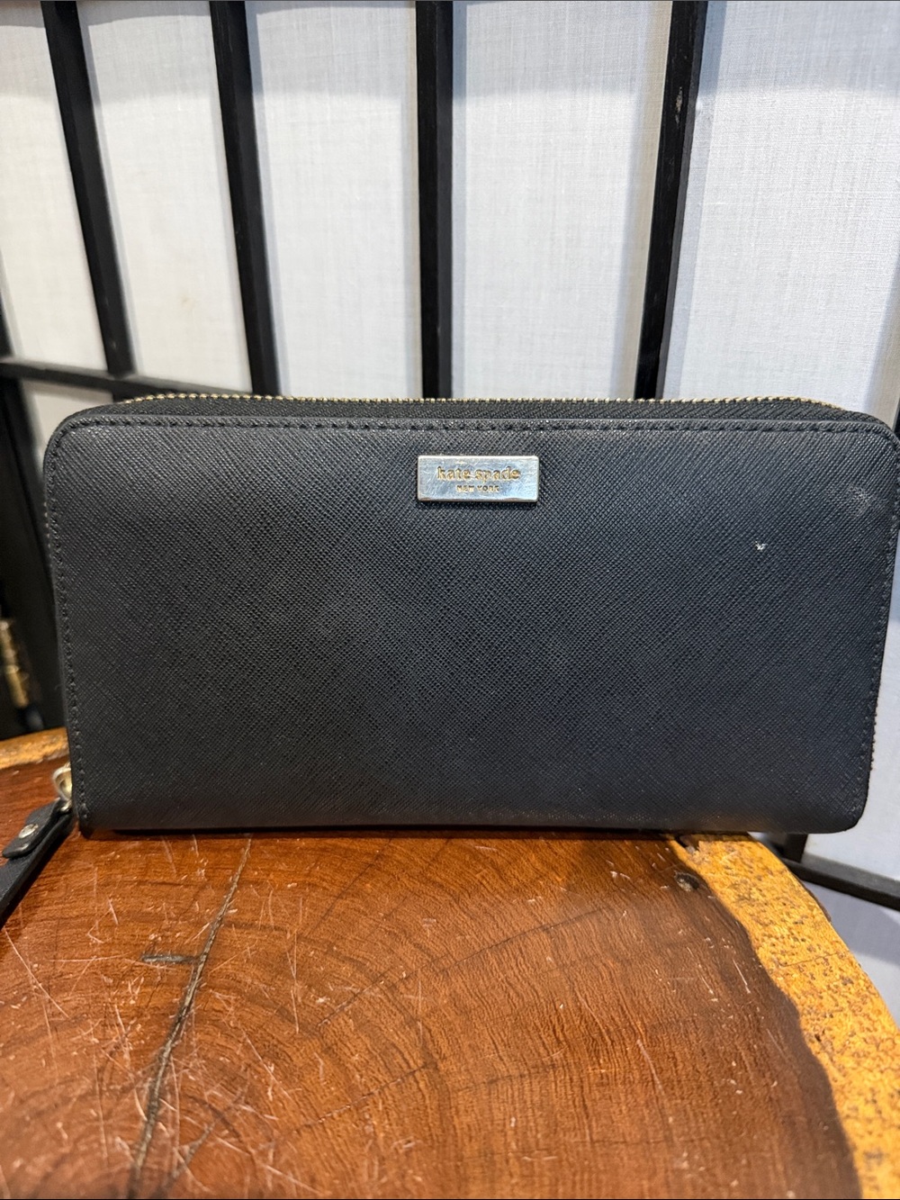 Kate Spade Black Zip around wallet 7.5” x 4” See Photos